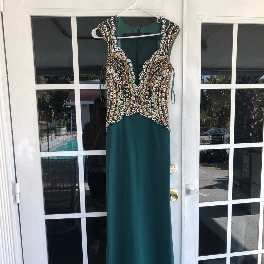 Lara Sequined Emerald Green Dress